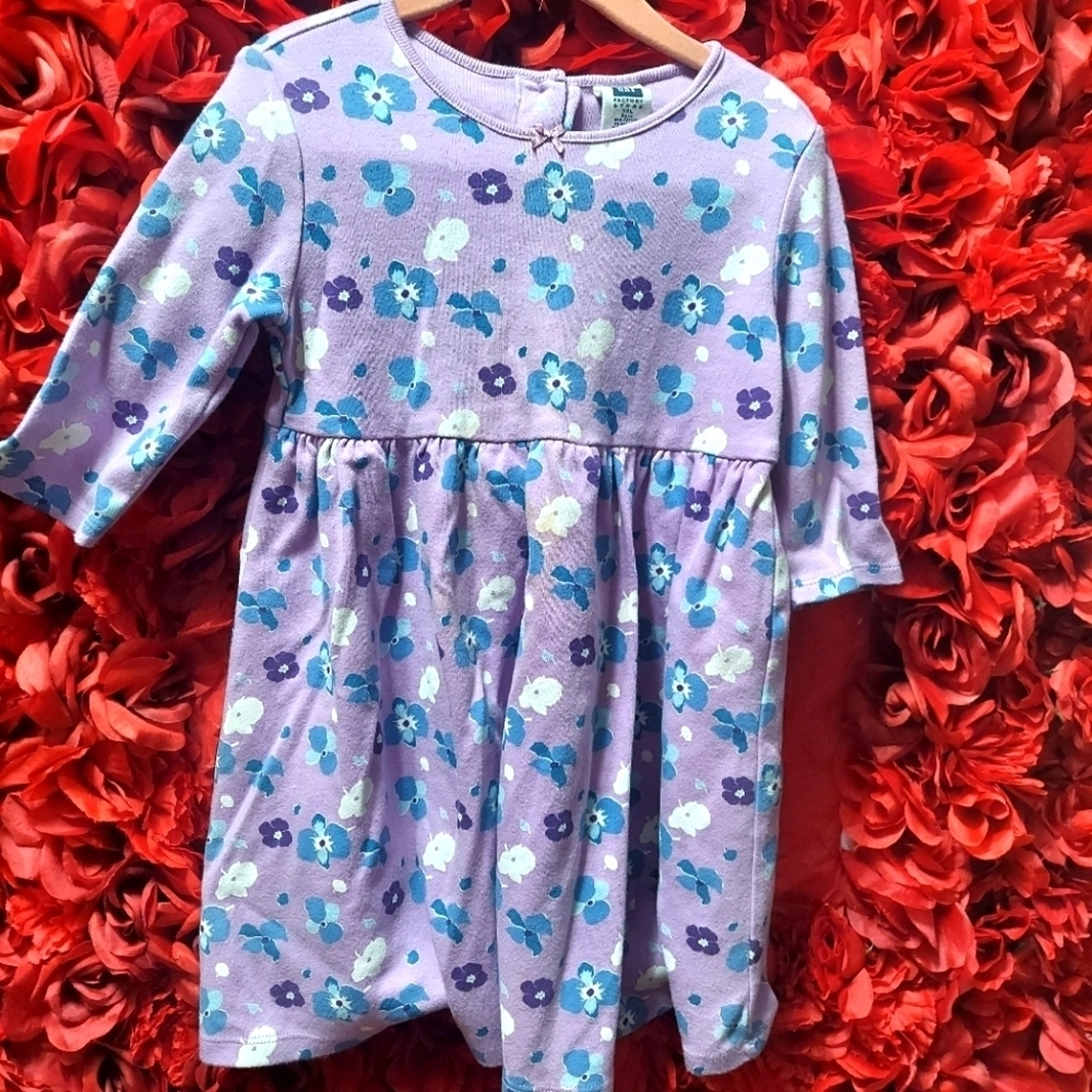 Gap Toddler Size 3 Dress Purple w/ flower detail (2 stains - see pictures)
